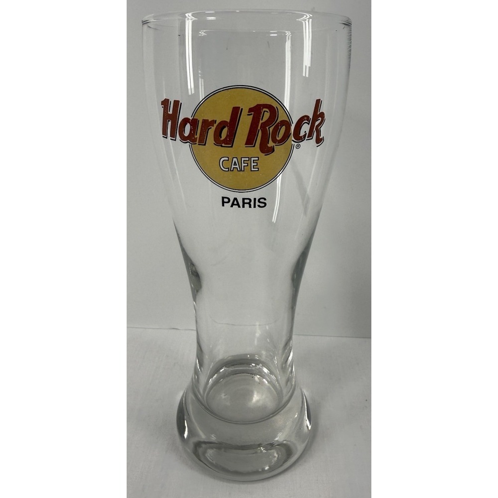Hard Rock Cafe Paris 20oz Pilsner Beer Glass 8.5" Tall Collectible Barware